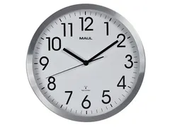 Wandklok MAUL Move RC Ø30,5cmx4.5cm aluminium/wit incl.batterij