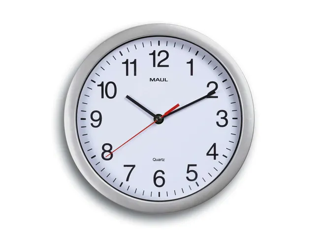 Horloge murale MAULrun quartz Ø25x5cm plastique argent/blanc avec pil