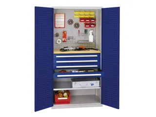 Materiaalkast Geperf. Deuren 1950x1000x600mm 4laden 1legbord Ral5010 - 1
