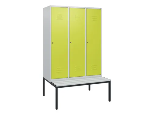 locker met bank,HxBxD 1950x1200x815mm,3vak,vak B 400mm,cil.-slot