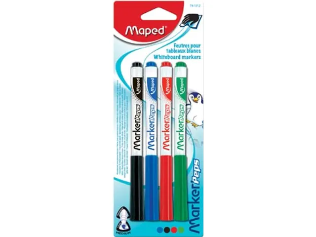 Whiteboardmarker Marker'peps 1.5mm Blister à 4 Stuks Assorti kleuren