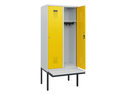 locker met bank,HxBxD 1950x800x815mm,2vak,vak B 400mm,cilinderslot
