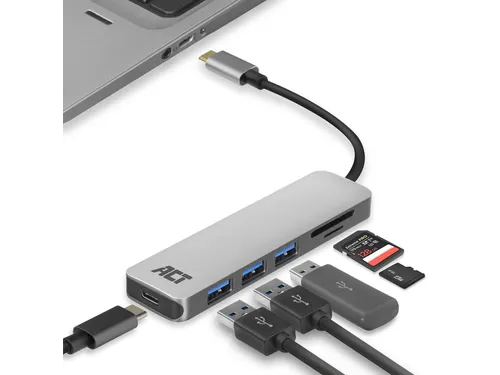 USB-C Hub 3.0 3x USB-A Cardreader PD