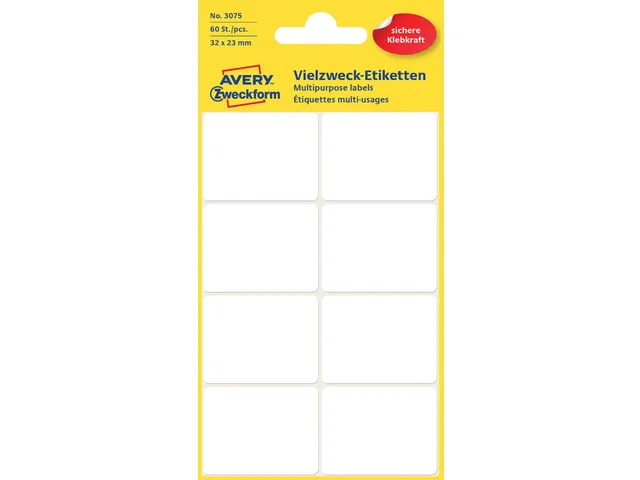 Etiket Avery Zweckform 3075 32x23mm wit 60 stuks