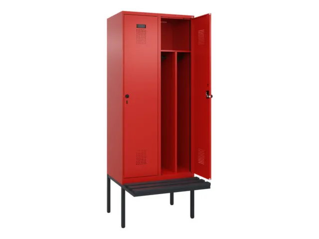 locker met bank,voor scheiding van kleding,HxBxD 2120x800x815mm,2vak