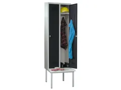 Armoire vestiaire avec banc RAL7035 face avant RAL7016