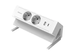 Stekkerdoos Fellowes Power Desk F 2-voudig incl USB A en C 2m wit