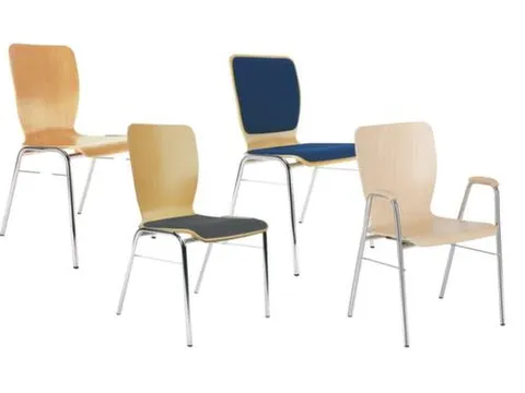 Bezoekersstoel,4Voeten Ronde Buis Verchroomd,Zitschaal Beuken