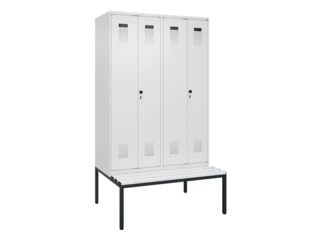 locker met bank,voor scheiding van kleding,HxBxD 2120x1200x815mm,4vak