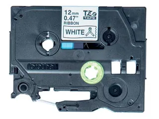 TZe stoffen lint voor P-Touch 12 mm zwart op wit - 3