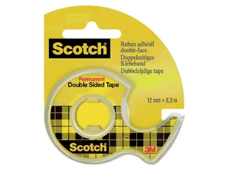 Plakband Scotch 665 12mmx6.3m dubbelzijdig + afroller - 1