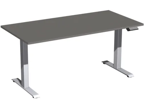 Elektrisch ihv bureau,HxBxD 630-1280x1600x800mm,blad onyxgrijs