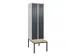 locker met bank,voor scheiding van kleding,HxBxD 2120x600x815mm,2vak