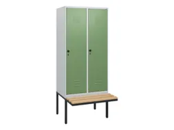 locker met bank,HxBxD 1950x800x815mm,2vak,vak B 400mm,draaigrendel