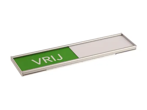 Design Schuifbord Aluminium Vrij Bezet Groen Rood 150x40mm