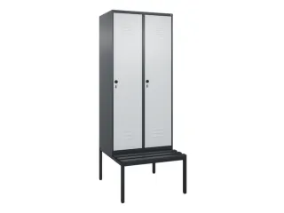 locker met bank,HxBxD 2120x800x815mm,2vak,vak B 400mm,draaigrendel - 1