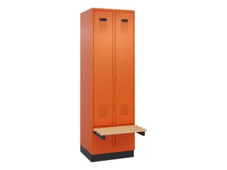 locker met bank,HxBxD 1950x600x815mm,2vak,vak B 300mm,cilinderslot - 2