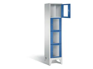 Lockerkast 1850x420x500mm 1x4 vakken Cilinderslot Poten, RAL5010 - 1