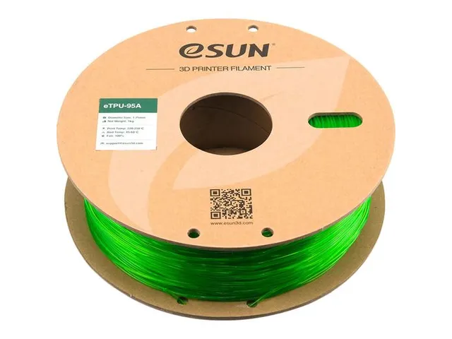 3D Printer Filament eTPU-95A eSun 1,75mm Transparant Groen 1kg