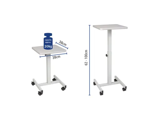 Mobiele tafel MAUL 37,5 x 39,0cm hoogte 64-100cm tot 20kg geremd