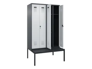 locker met bank,voor scheiding van kleding,HxBxD 2120x1200x815mm,4vak - 1