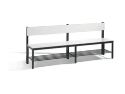 omkleedbank,HxLxD 796x2000x407mm,HPL wit,frame staal RAL7021,leuning