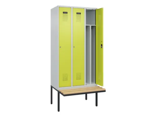 locker met bank,voor scheiding van kleding,HxBxD 2120x900x815mm,3vak