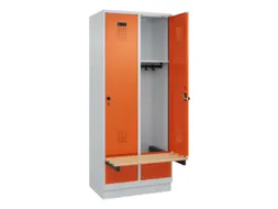 locker met bank,HxBxD 1950x800x815mm,2vak,vak B 400mm,draaigrendel