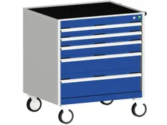 ladekast verrijdbaar 880x800x525mm 5laden romp RAL7035 front RAL5010