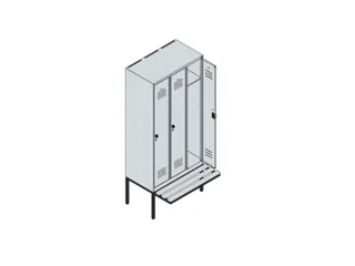locker met bank,HxBxD 2120x900x815mm,3vak,vak B 300mm,draaigrendel - 5