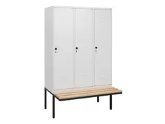 locker met bank,HxBxD 1950x1200x815mm,3vak,vak B 400mm,draaigrendel