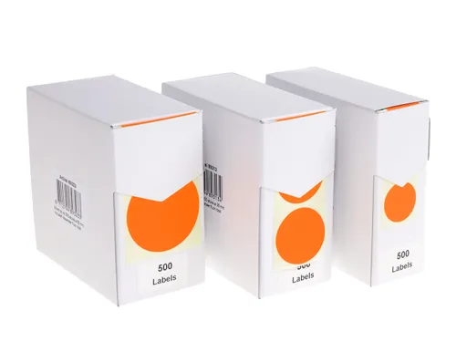 Etiketten Op Rol 25mm Fluor Rood Met Dispenser 500 Stuks