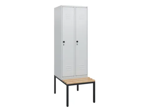 locker met bank,HxBxD 1950x600x815mm,2vak,vak B 300mm,draaigrendel
