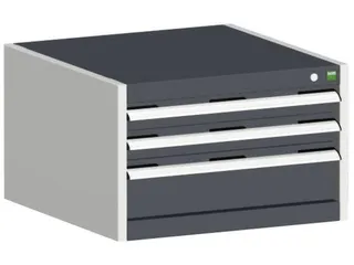 ladekast HxBxD 400x650x525mm 3laden RAL7035 front RAL7016 - 1