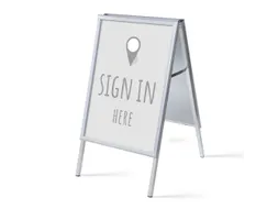 Stoepbord A1 complete set met print "Sign in here" Grijs