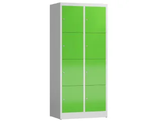 Lockerkast 1800x800x500mm 2x4 vakken cilinderslot, sokkel, RAL6018 - 1