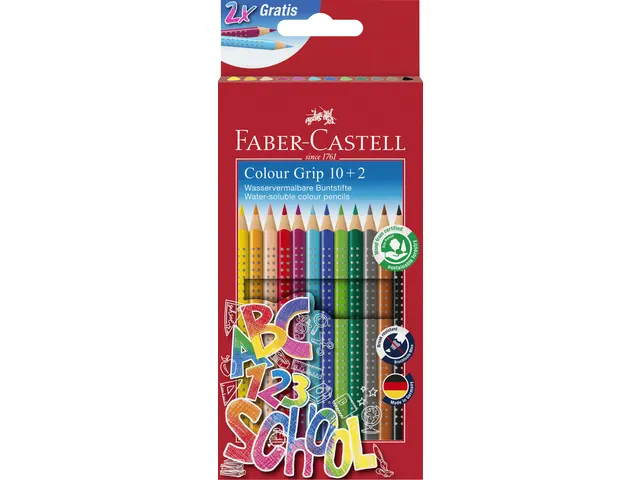 Crayons de couleur Faber-Castell Grip set promotionnel 10+2