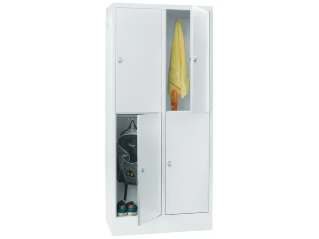 lockerkast,RAL 7035,HxBxD 1850x800x500mm,2x2vakken,vak B 400mm