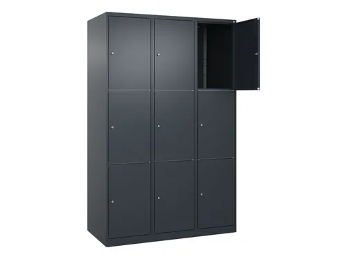 lockerkast,HxBxD 1850x1200x500mm,3x3vakken,vak B 400mm,cil.-slot