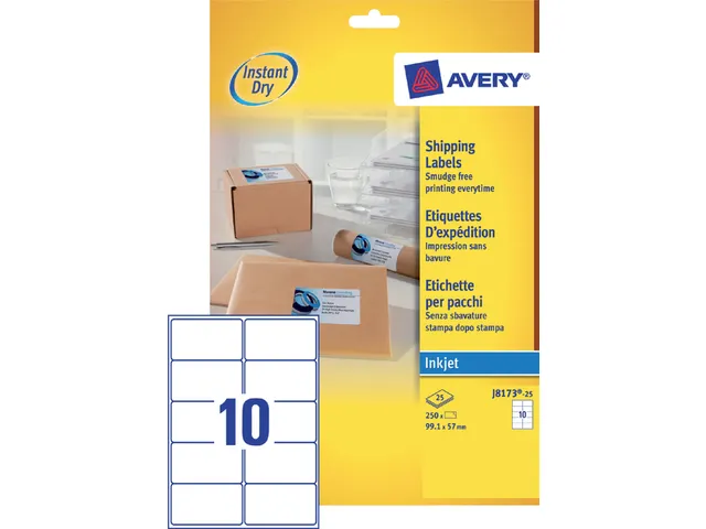 Etiket Avery J8173-25 99.1x57mm wit 250stuks