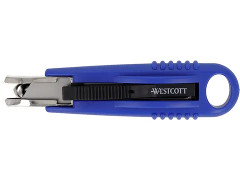 Snijmes Westcott Safety 18mm blauw intrekbaar incl.2 mesjes