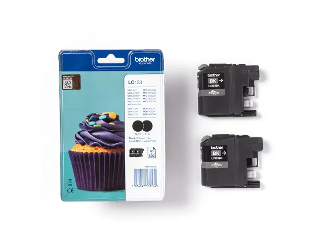 Inktcartridge Brother LC-123BKBP2 zwart 2x