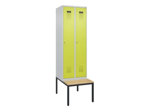 locker met bank,voor scheiding van kleding,HxBxD 2120x600x815mm,2vak