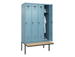 locker met bank,HxBxD 2120x1200x815mm,4vak,vak B 300mm,draaigrendel