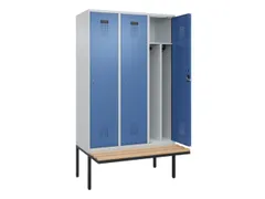 locker met bank,voor scheiding van kleding,HxBxD 2120x1200x815mm,3vak