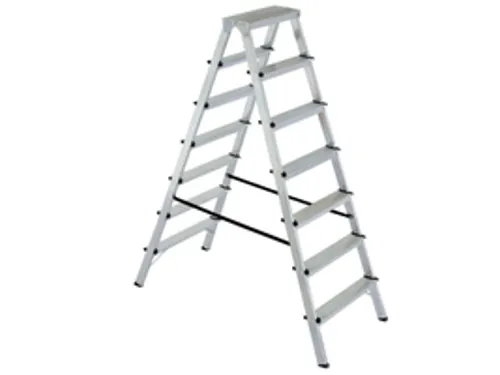 dubbele aluminium ladder beide zijden 2x7treden bordes H 1 52m