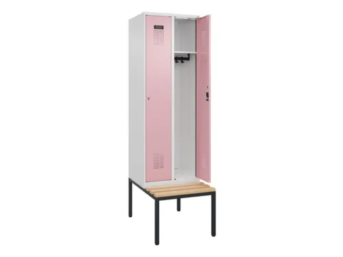 locker met bank,HxBxD 2120x600x815mm,2vak,vak B 300mm,cilinderslot