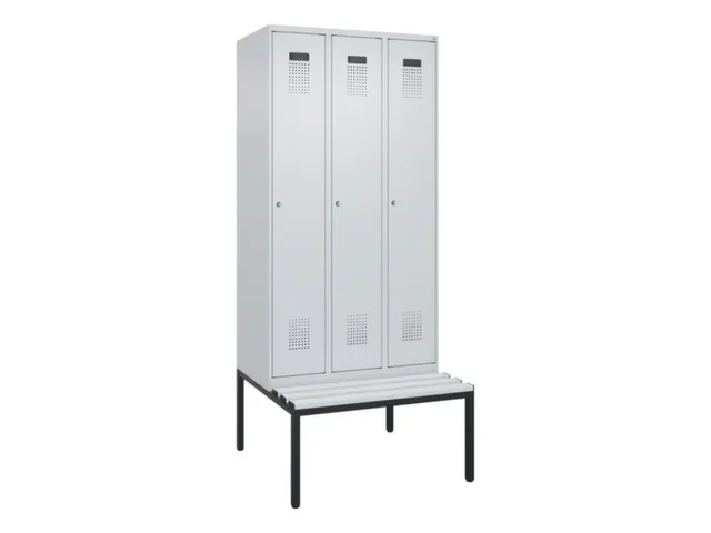 locker met bank,voor scheiding van kleding,HxBxD 2120x900x815mm,3vak