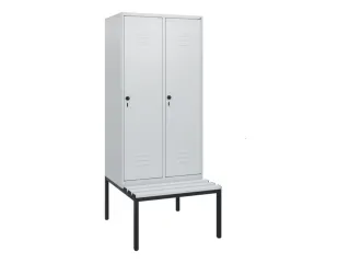 locker met bank,HxBxD 1950x800x815mm,2vak,vak B 400mm,draaigrendel - 1