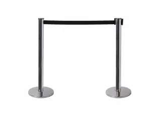 Afzetpaal Flexi Chroom met 2.7 meter Trekband Zwart - 2
